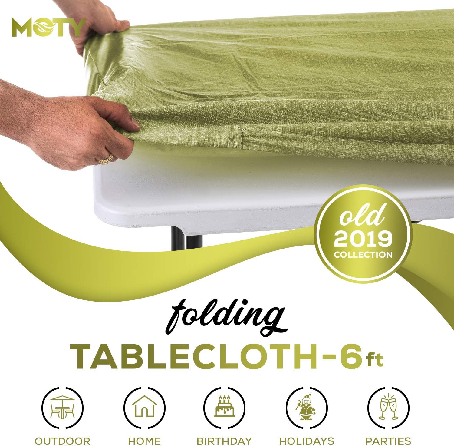 Tablecloth for Folding Table -Fitted Rectangular Table Cloth for 6 Foot, Size 32 x 72 inch - (180 x 75 cm), Plastic Vinyl Flannel Backed, Elastic Rim- for Christmas, Parties, Picnic Table, waterproof,