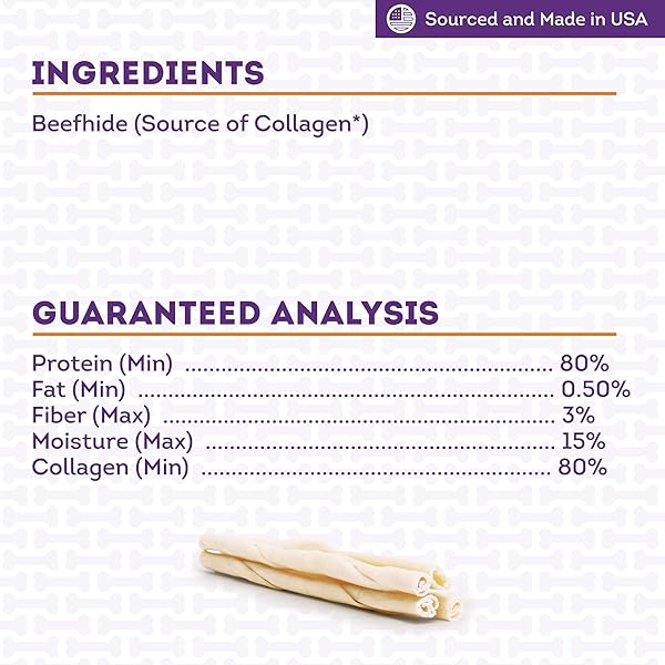 TREATLY USA COLLAGEN TWIST ROLLS 12-13″ DOG CHEW TREATS – NATURAL FLAVOR, 4 COUNT/1 PACK