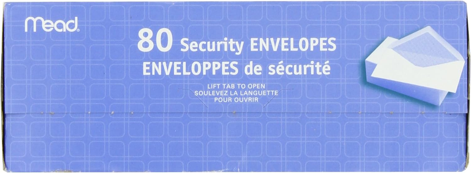 Mead #6-3/4 Security Envelopes, 3-5/8" x 6-1/2", Confidential, White, 80 per Box (75212) : Business Envelopes : Office Products