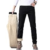 TheyLook Mens Fleece Lined Jeans Straight Leg Stretch Winter Warm Denim Pants