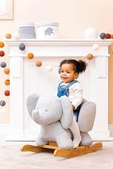 Nattou Wooden Rocker Elephant Tembo Grey Padded Seat Safety Belt Ages 10-36 view 6