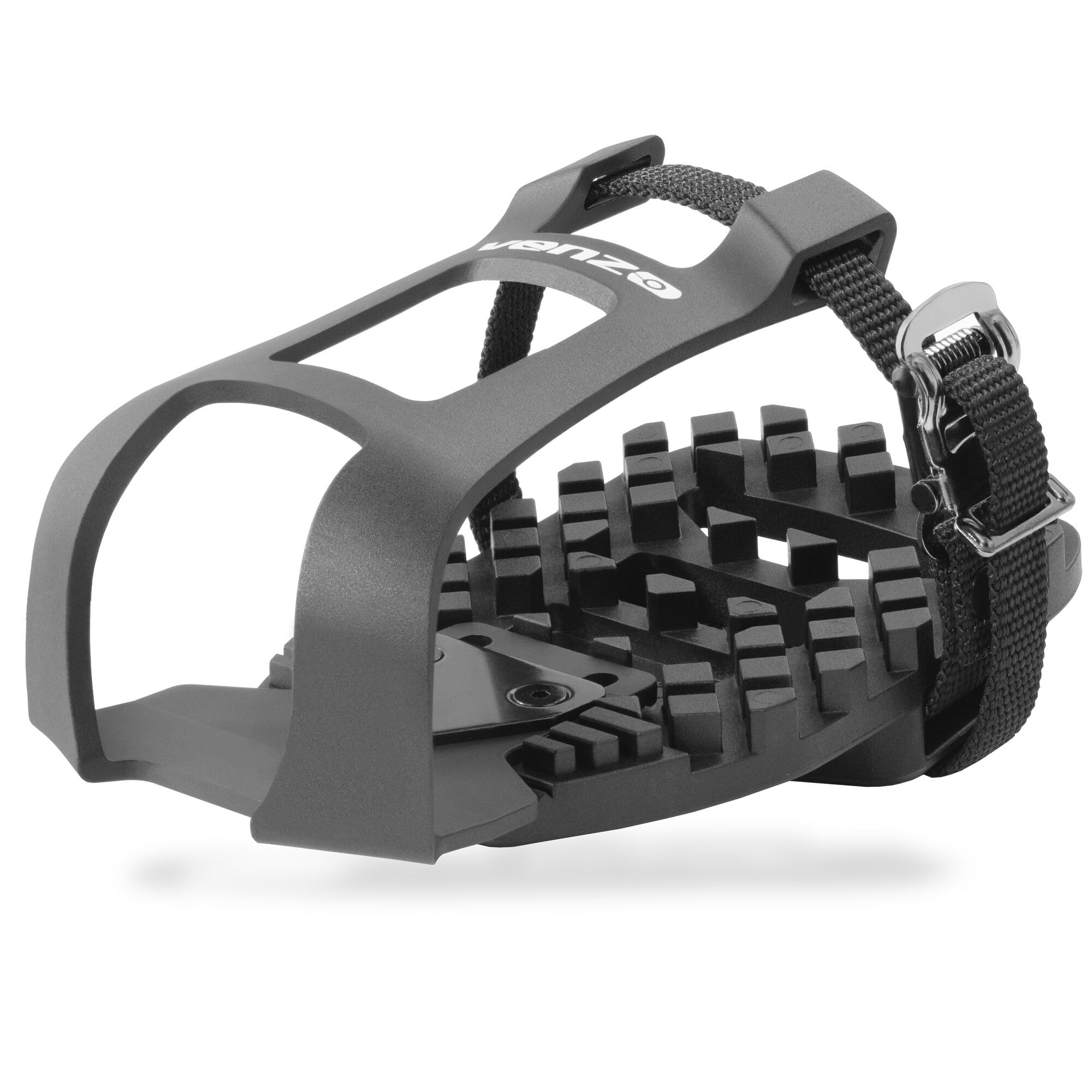 VENZO Bike Bicycle Toe Clips Cage Indoor Exercise Spin Bike Pedal Adapters - Compatible With Peloton Delta Bike Pedals - Convert Look Delta Pedals to Toe Clip Straps - Ride with Sneakers