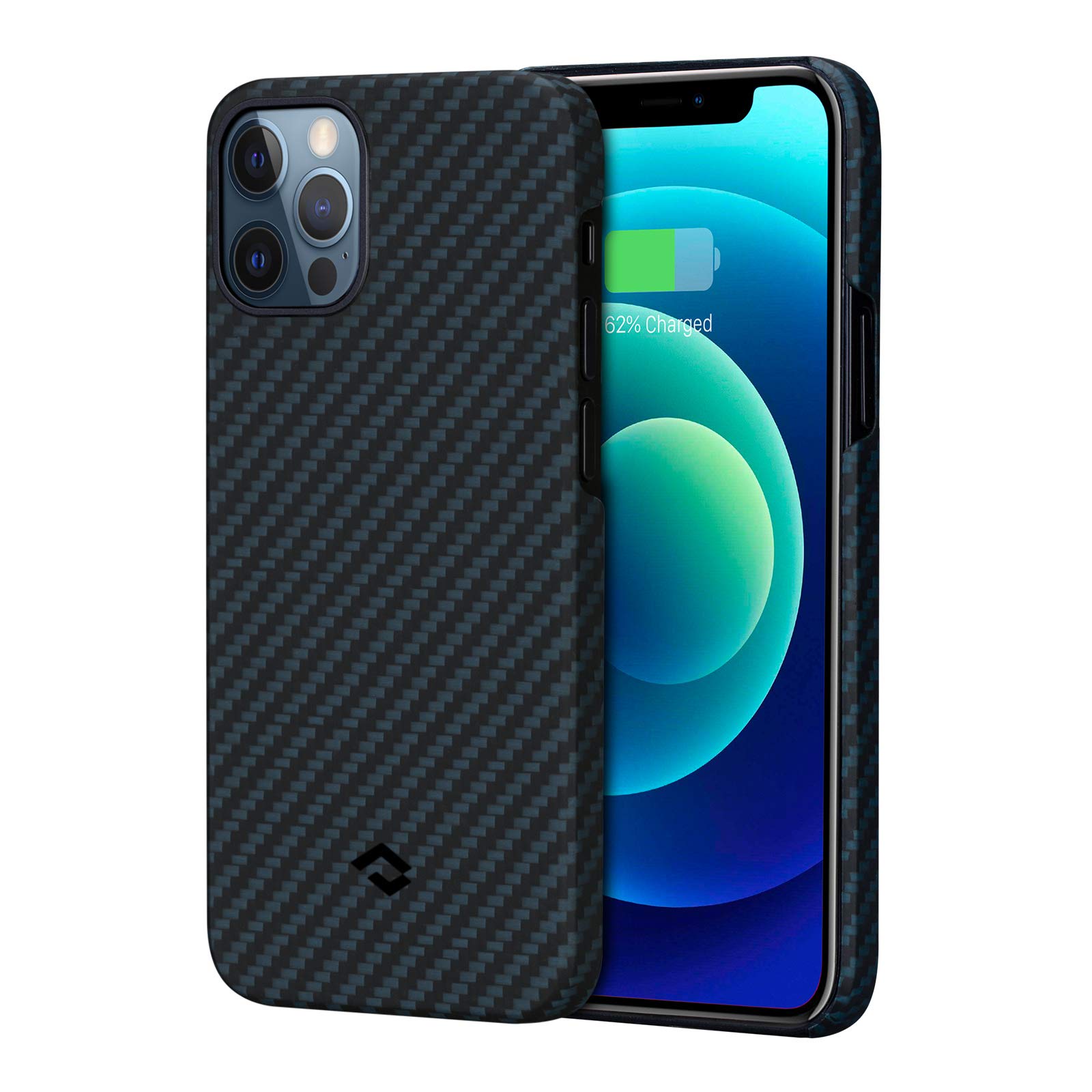 PITAKA Magnetic Aramid Fiber Case for iPhone 12 Pro 6.1 Inch MagEZ Case Slim Lightweight Aerospace-Grade Protective Cover Compatible Matte Smooth Touch Supports Wireless Charging-Black/Blue (Twill)