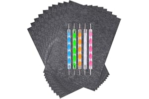 SunFuture 100 Sheets Carbon Graphite Paper Black Transfer Tracing Paper (11.6"x8.3") and 5 Pieces Ball Embossing Stylus Set f