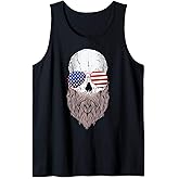 Bearded Skull American Flag Glasses Sugar Skull & Beard Gift Tank Top