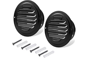 3 Inch Black Soffit Vent Covers, FocuVenHom Round Stainless Steel Air Vent Louvered Grille Exterior Wall Vent Cover with Buil