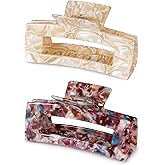 Large Tortoise Shell Claw Clip 4.1 Inch Cellulose Acetate Hair Claw, 2 Pack Banana Clips Hair Claw Clips for Thick Curly Hair, Hair Jaw Clamp Fashion Hair Accessories for Women Ladies