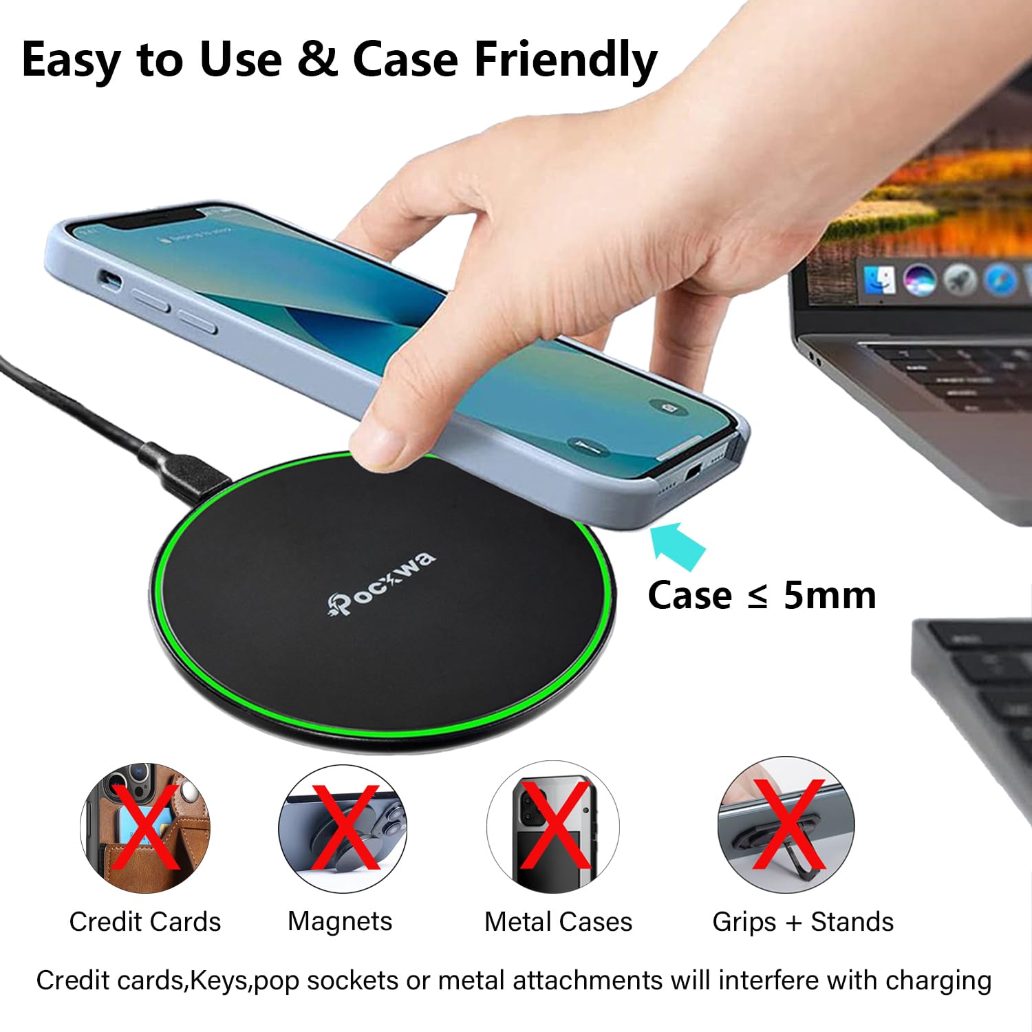 Wireless Charger for Samsung Galaxy S24 S24+ S23 S23+ S22 S22+ S21 S21+ S20 S20+, Compatible with Samsung Galaxy Note 20, Z Flip, Z Fold, 15W Fast Wireless Charging Pad 1-Pack