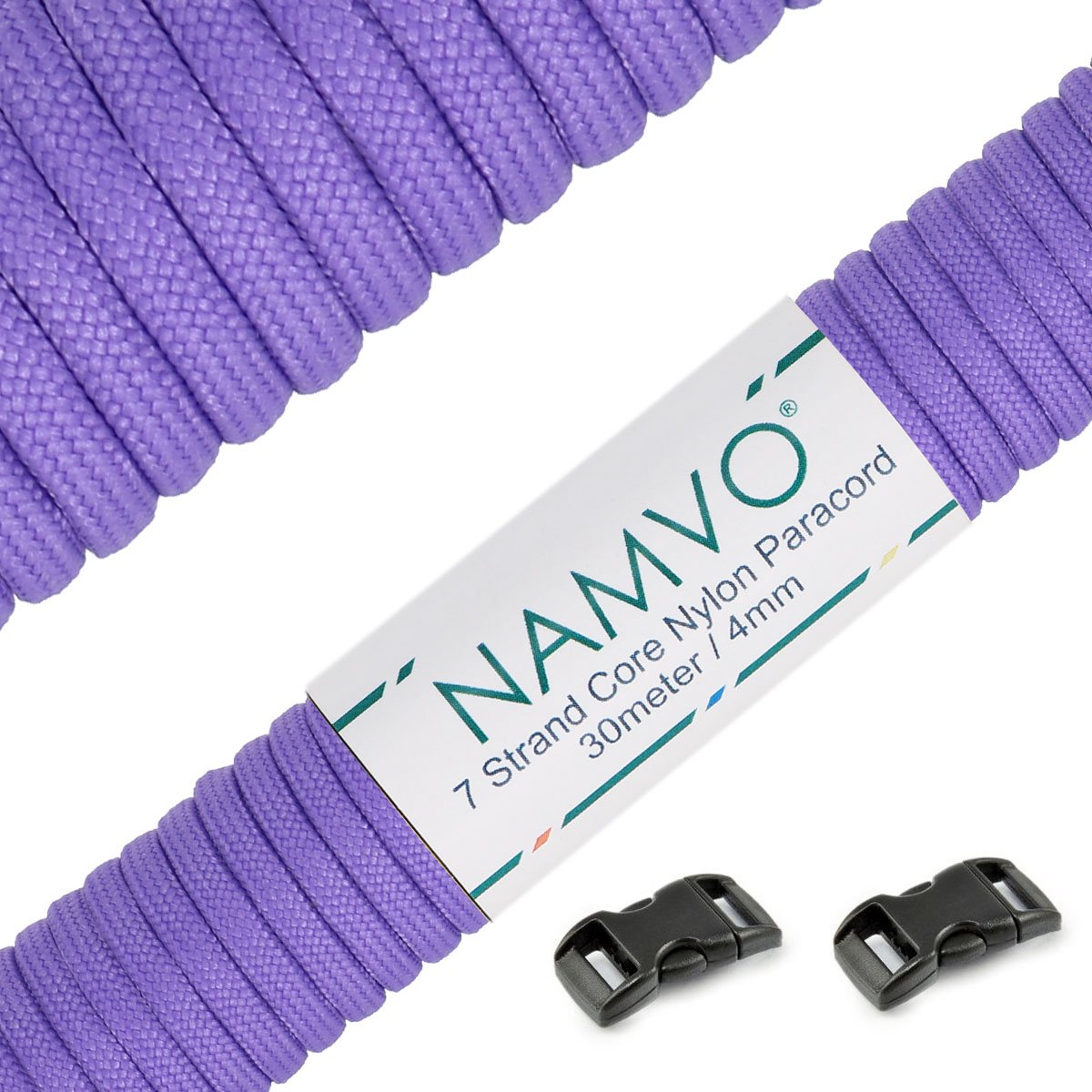 Namvo 550 Paracord Mil Spec Type III 7 strand parachute cord Total Length 100ft / 30 Meters, Bright purple
