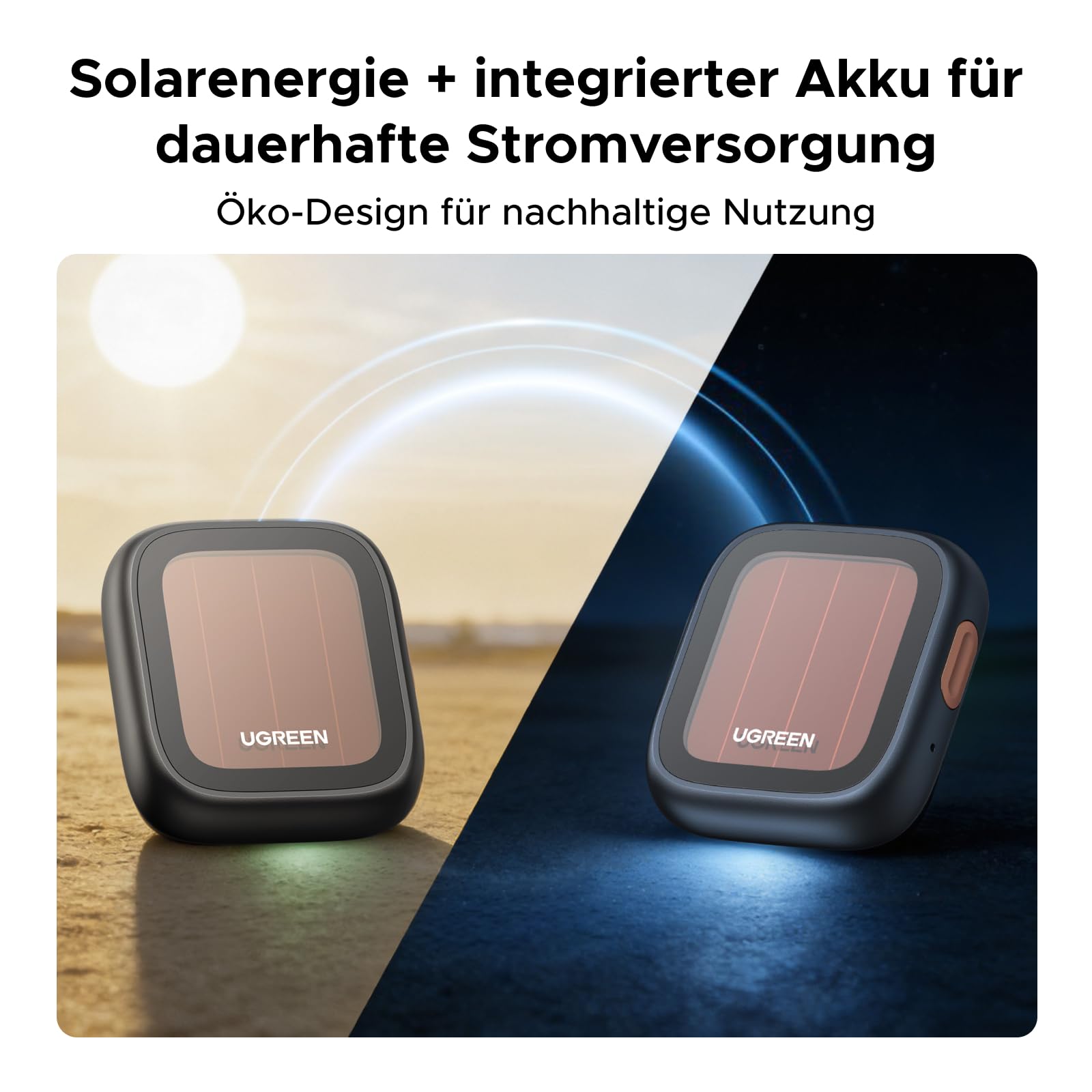 UGREEN FineTrack Pro Solar Finder, Schlüsselfinder kompatibel mit Apple Find My (nur iOS), IP68 wasserdicht, Tracker für Schlüssel, Koffer, Auto, Outdoor & Reise, Bluetooth Tracker mit Solarenergie 2