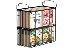 Freezer Organizer Bins, 2 Pack Stackable Deep Chest Freezer Organizer Bins, Foldable Baskets with Handles, Black Storage Cont