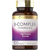 Carlyle B-Complex Vitamin with B12 | 300 Tablets | High Potency Formula | Vegetarian and Non-GMO Supplement