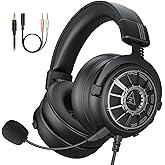 EKSA StarEngine S Gaming Headset for PC, PS4, PS5, Switch, Xbox One, Xbox Series X/S-Wired Gaming Headphones with Detachable Noise Cancelling Mic, 50mm Drivers, 3.5mm Over-Ear Computer Headphones