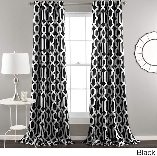Amazon Com 2 Piece 84 Inch Bold Black White Moroccan Curtains