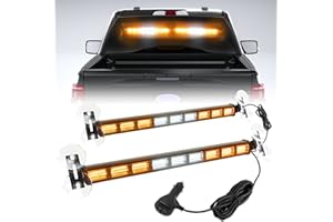BooYu [Upgraded] Switchable 4 Colors Emergency Strobe Traffic Advisor Light Bar 162 LED Windshield 2 in 1 Visor Safety Warning Hazard Flashing Lights for Firefighter Police Truck Vehicle (Amber/White)