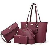 Women Fashion Handbags Wallet Tote Bag Shoulder Bag Top Handle Satchel Purse Set 4pcs