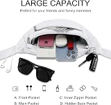 MAXTOP Large Bumbag Waist Fanny Pack with 4 Pockets Adjustable Belt White view 3