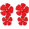 RUOFFETA Raffia Flower Earrings, Raffia Straw Wrapped Flower Drop Dangle Earrings Summer Tropical Beach Jewelry