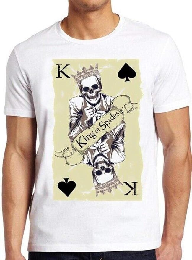 King of Spades T Shirt Graphics Present Skull Tee 195,Men (Unisex),2XL
