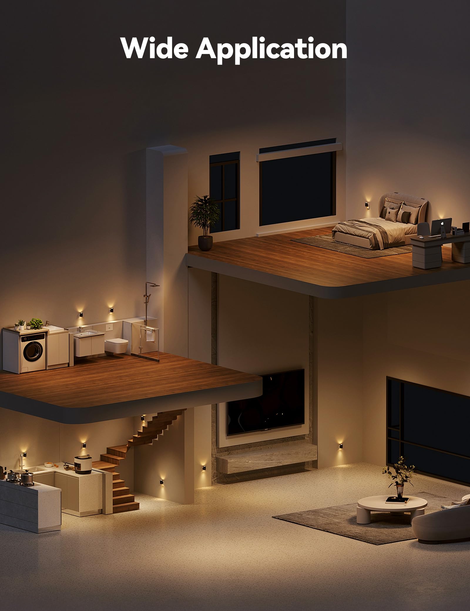 Brightown 2 Pack Night Lights Plug into Wall, Modern Night Light with Rotating Plug, Dusk to Dawn Sensor, 0-100LM Stepless Dimming Aora Night Light for Hallway Bedroom Bathroom, Soft White