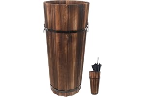 Garneck Wooden Umbrella Holder Vintage Farmhouse Umbrella Stand Rustic Umbrella Bucket Umbrella Rack for Canes Walking Sticks Home Entryway Office