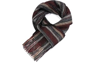 WAMSOFT Wool Winter scarf Plaid scarf Soft Warm Tartan checkered Striped Fashion Scarf Classic for Women Men Scarves