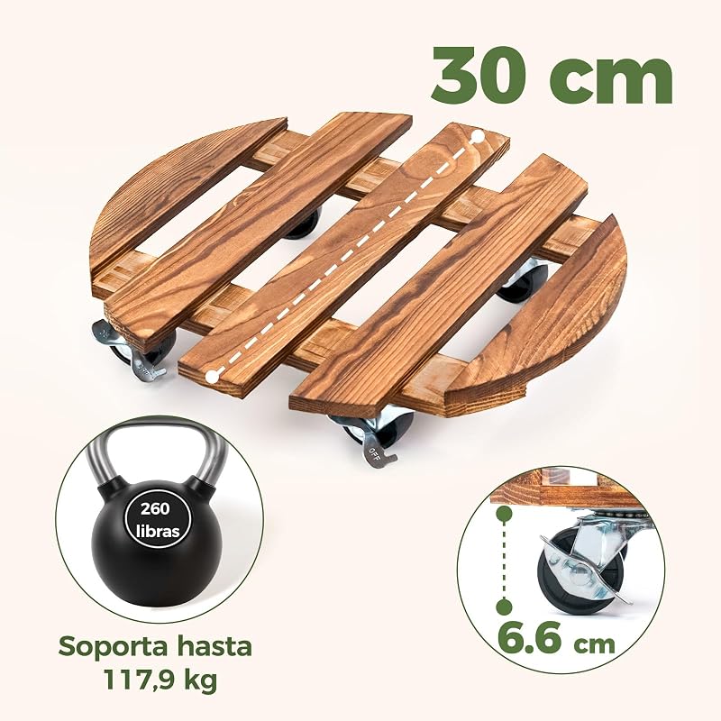 2 suportes para plantas com rodas de 30 cm com rodas, suporte para plantas rolantes com rodas girais e bloqueáveis para interior e exterior, plataforma robusta para plantas