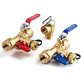 FOGATTI 3/4 Inch IPS Isolator Tankless Water Heater Industry Leading Service Valve Kit, with 150 PSI Pressure Relief Valve