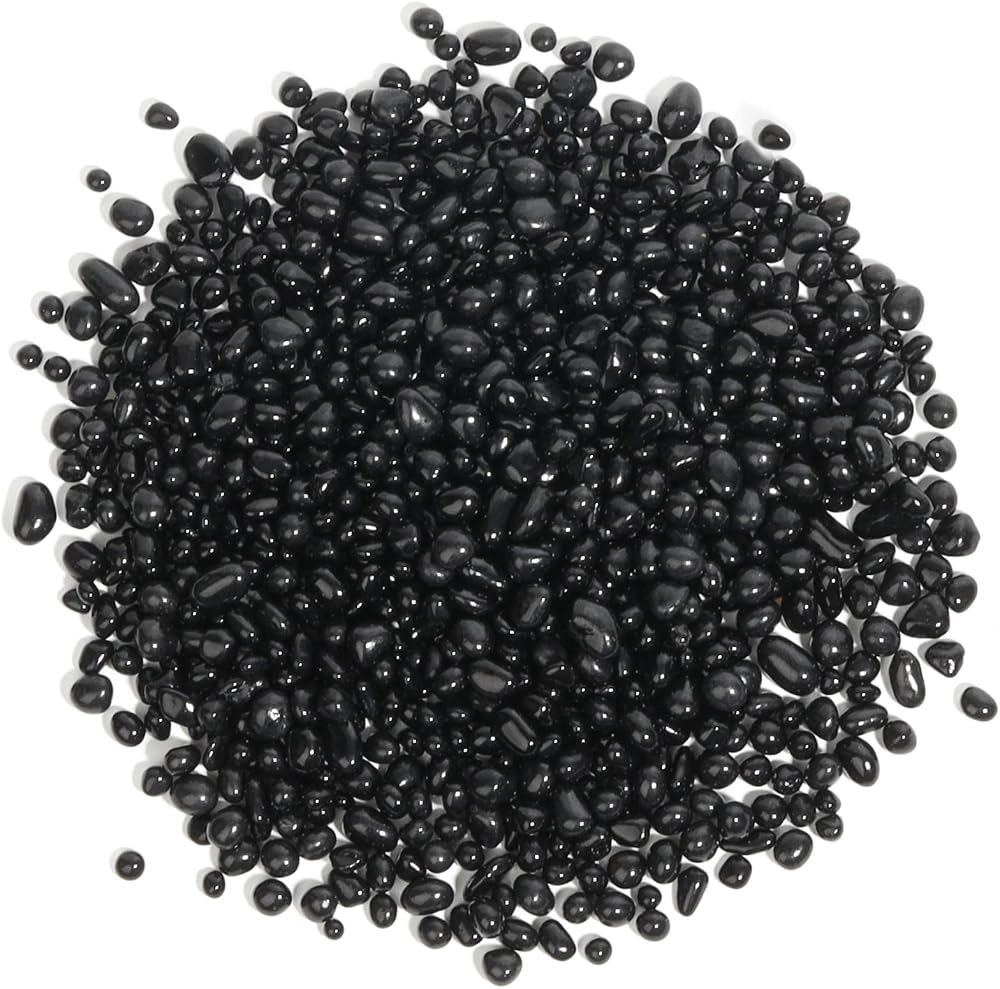 T4U Tumbled Black Gravel Chips 2 LB Irregular Natural Rock Pebbles 4-6mm
