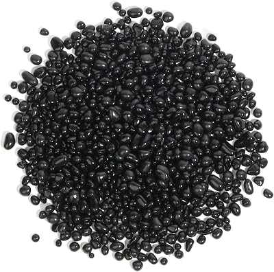 T4U Tumbled Black Gravel Chips 2 LB Irregular Natural Rock Pebbles 4-6mm
