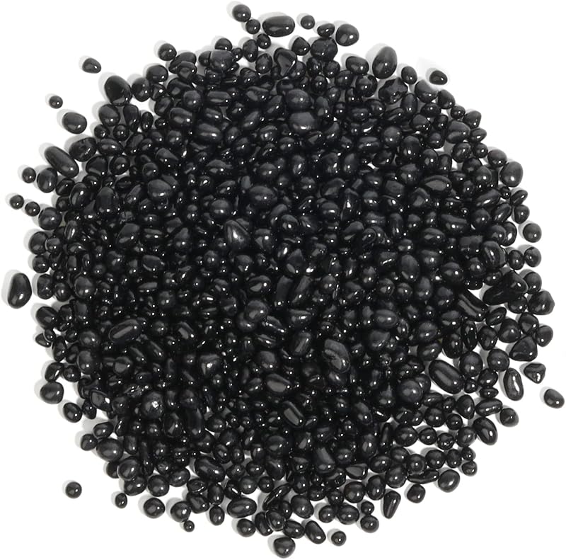 T4U Tumbled Black Gravel Chips 2 LB Irregular Natural Rock Pebbles 4-6mm