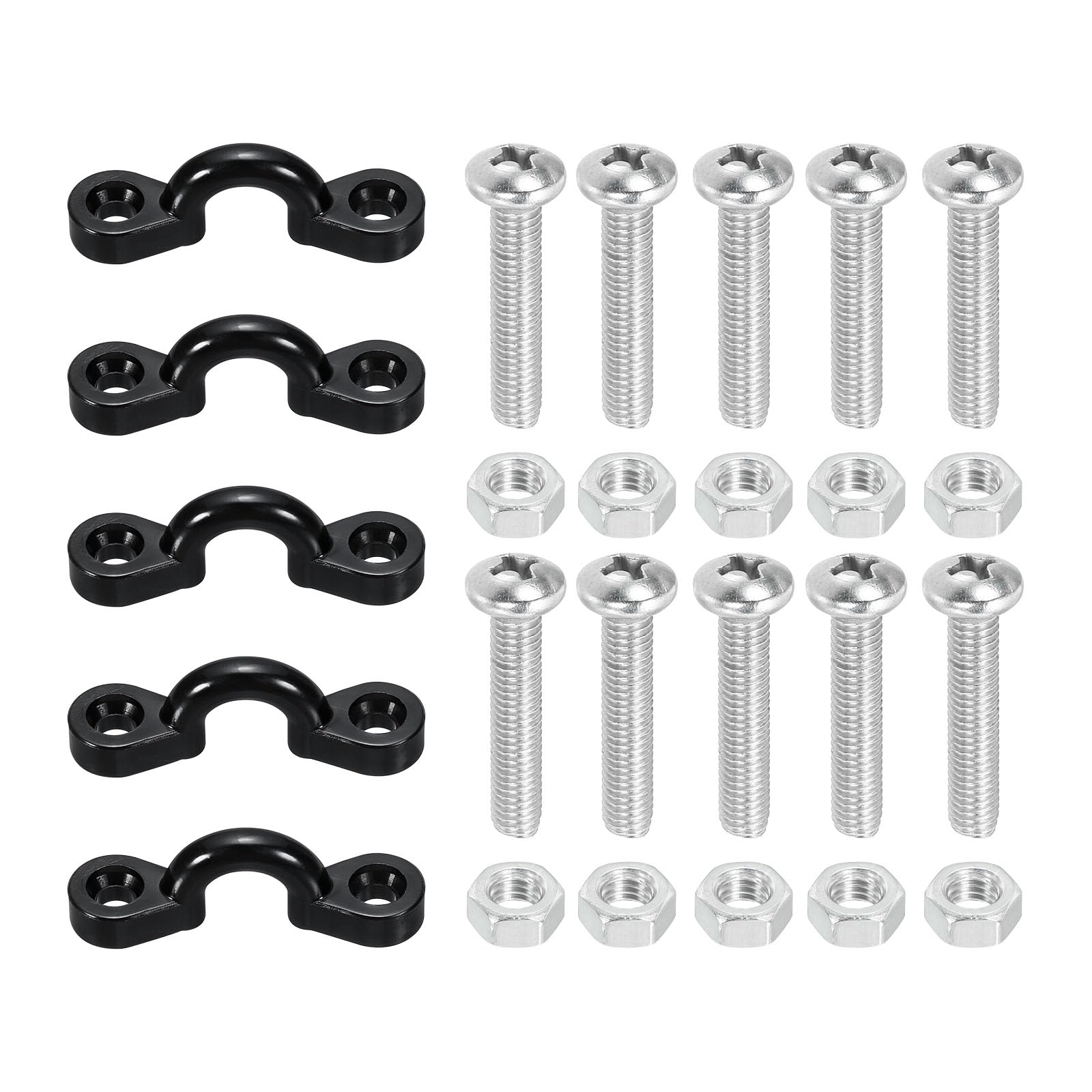 PATIKIL Kayak Pad Eye Kit, 5 Pack Nylon Deck Loops Bimini Boat Top Eye Straps with 10 Pan Head Screws Nuts for Kayaks Canoes Boats Tie Down