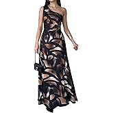 XIITYMU One Shoulder Dress for Women 2026 Summer Print Sleeveless Cut Out Ruched Party Bodycon Maxi Dresses
