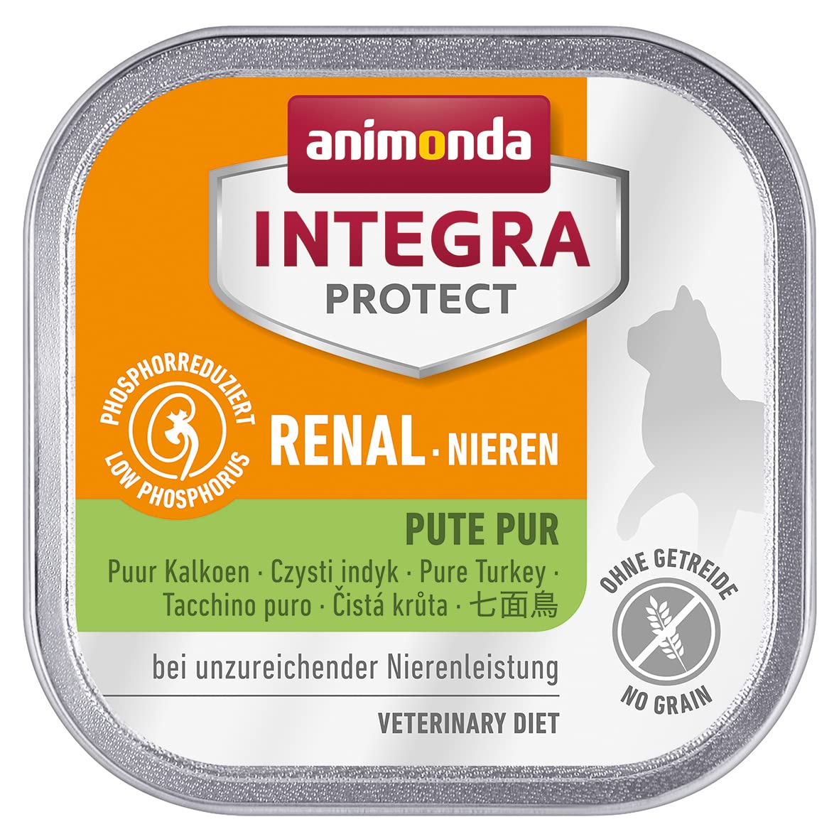animonda Integra Protect Nieren (Renal) cat, wet food for chronic renal insufficiency, pure turkey, 18 x 100g