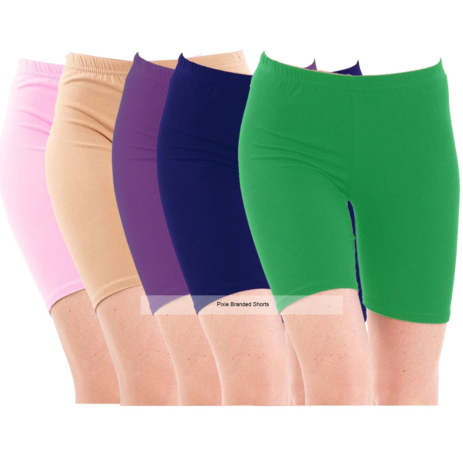 biowashed 220 gsm cotton lycra cycling shorts for girls/women/ladies combo (pack of 5) - free size