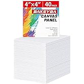 BAKEYBA 4x4inch Mini Canvas for Painting 40 Pack Small Canvas Boards Primed Acid Free for Oil, Watercolor, Acrylic Paint