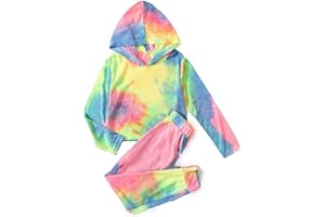 Arshiner Girl's Clothing Sets 2 Piece Tie-dye Pullover Hooded Sweatshirt Set Sweatsuits and Sweatpants
