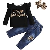 Shalofer Baby Girl 2nd Birthday Outfits Denim Jeans Clothes Set