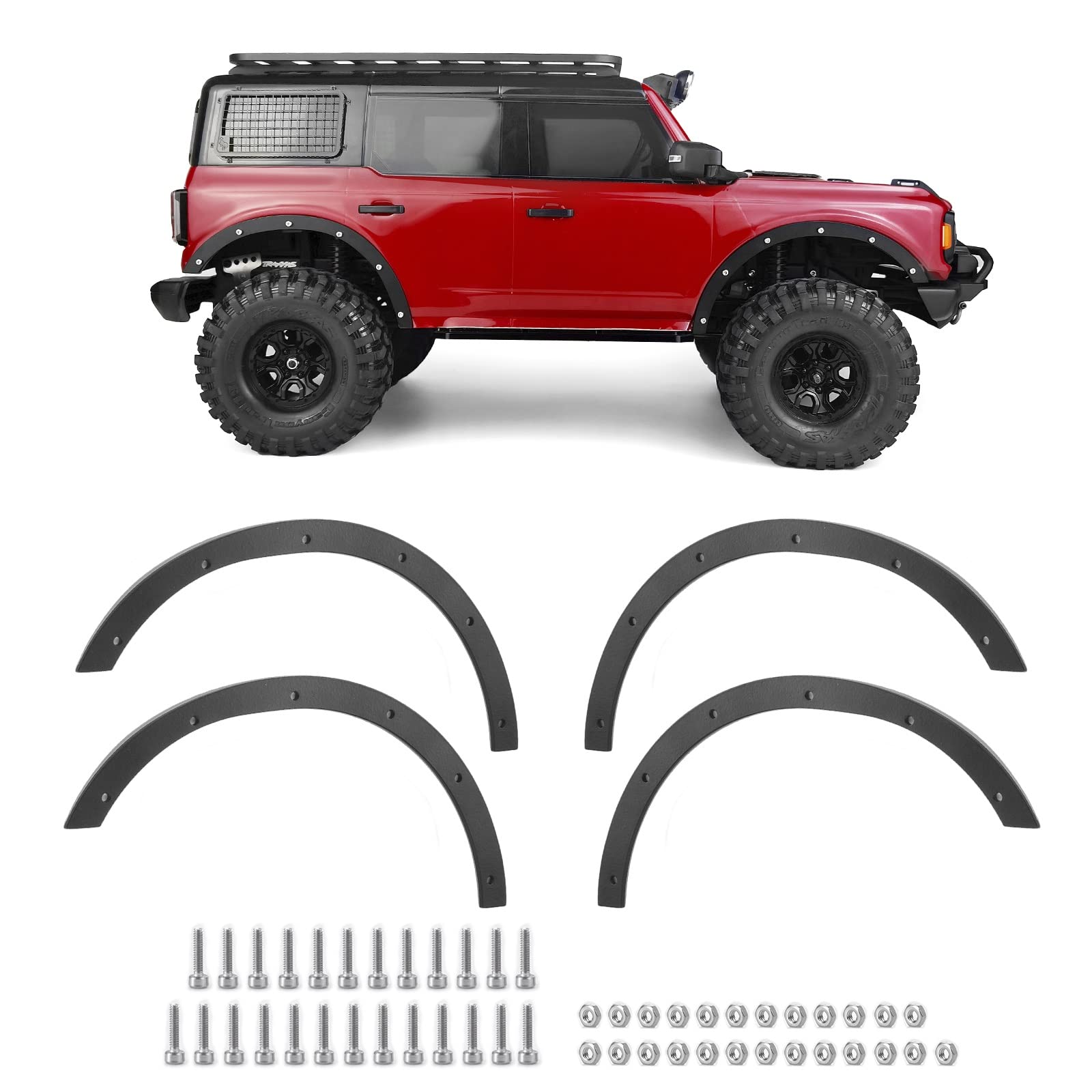 AXspeed Stainless Steel Wheel Eyebrow Wheel Arch Mud Flaps for 1/10 TRAXXAX TRX-4 Bronco RC Crawler Car