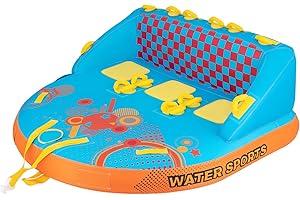 GYMAX Towable Tube for Boating, 2/3 Riders Inflatable Boat Tube for Water Sports to Pull, Boat Tubes with EVA Seat Pads, Dual