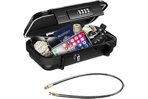 Ankilo Portable Safe Box, Newest Travel Safe Box for Beach, Combination Safe Anti-Theft Lock Box, Waterproof Mini Security Case with Removable Wire Rope Security Box for Office,Hotel,Cars