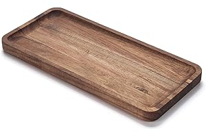 Wood Tray, Acacia Wooden Serving Tray, Serving Platter, Appetizer Charcuterie Snack Board, Tray Organizer for Kitchen / Vanit