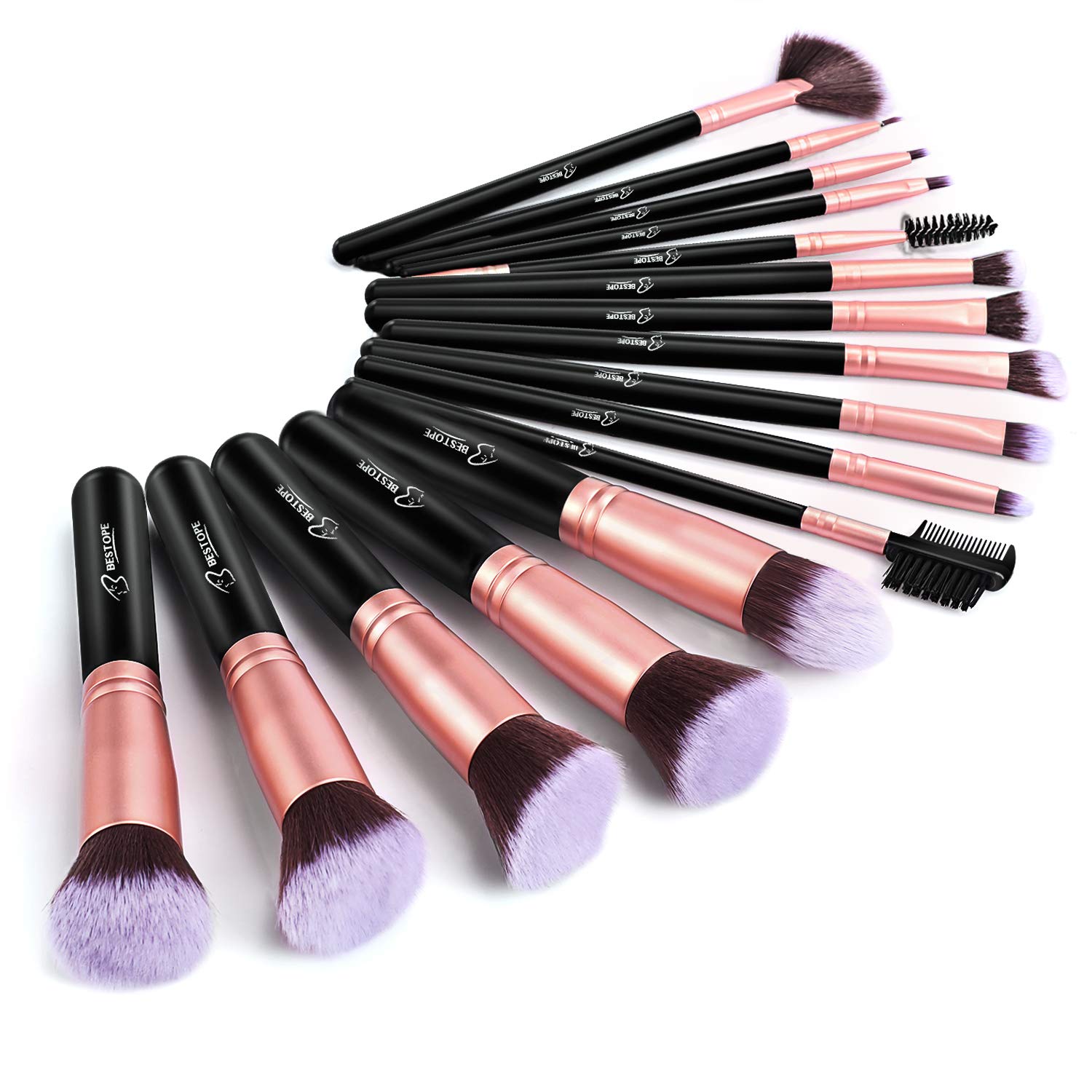 BESTOPE Makeup Brushes 16 PCs Makeup Brush Set Premium Synthetic Foundation Brush Blending Face Powder Blush Concealers Eye Shadows Make Up Brushes Kit (Rose Golden): Beauty