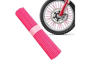 NYTKL 72 PCS Dirt Bike Spoke Skins Covers, Wheel Spoke Skins Wrap Covers Trim for 8"-21" Rims, Wheel Rim Pipe Trim Decoration Protector for Motorcycle Dirt Bike Wheelchair (Pink)