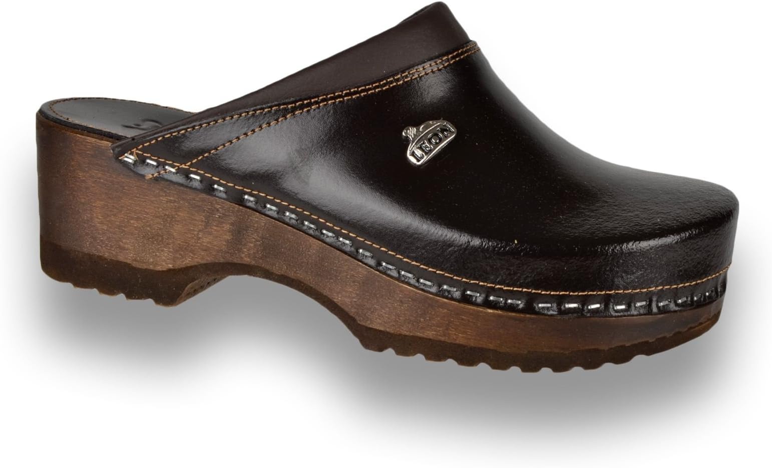 LEON B4 Leather Slip-on Womens Ladies Mule Clogs Slippers Shoes