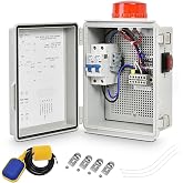 Septic Pump Alarm, Zuomeng High Water Alarm for Sump Pump Features a Bright Flashing Light and 110 db Alarm, Can Be Externally Connected to The Submersible Pump, with IP67 Casing