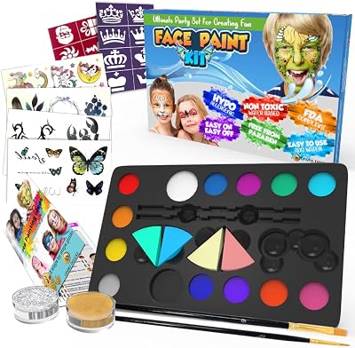 Desire Deluxe Face Painting Kit for Kids 16 Colors Non-Toxic Hypoallergenic