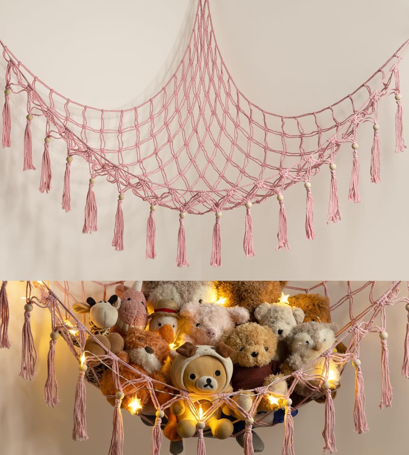Teddy Hammock - Cuddly Toy Storage for Stuffed Animals X-Large - Soft Toy Net for Teddy Bear - Cute Hanging Plushie Net for Kids Baby Girl Nursery Bedroom Room Decor