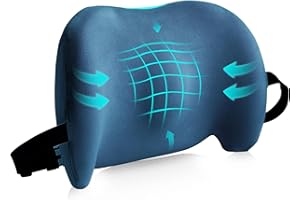 BYMECOST Lumbar Support Pillow for Office Chair, Car Lumbar Pillow Lower Back Pain Relief, Memory Foam Back Cushion with Adjustable Straps, Ergonomic Chair Back Pillow for Gaming Chair, Car, Bed (BLUE)