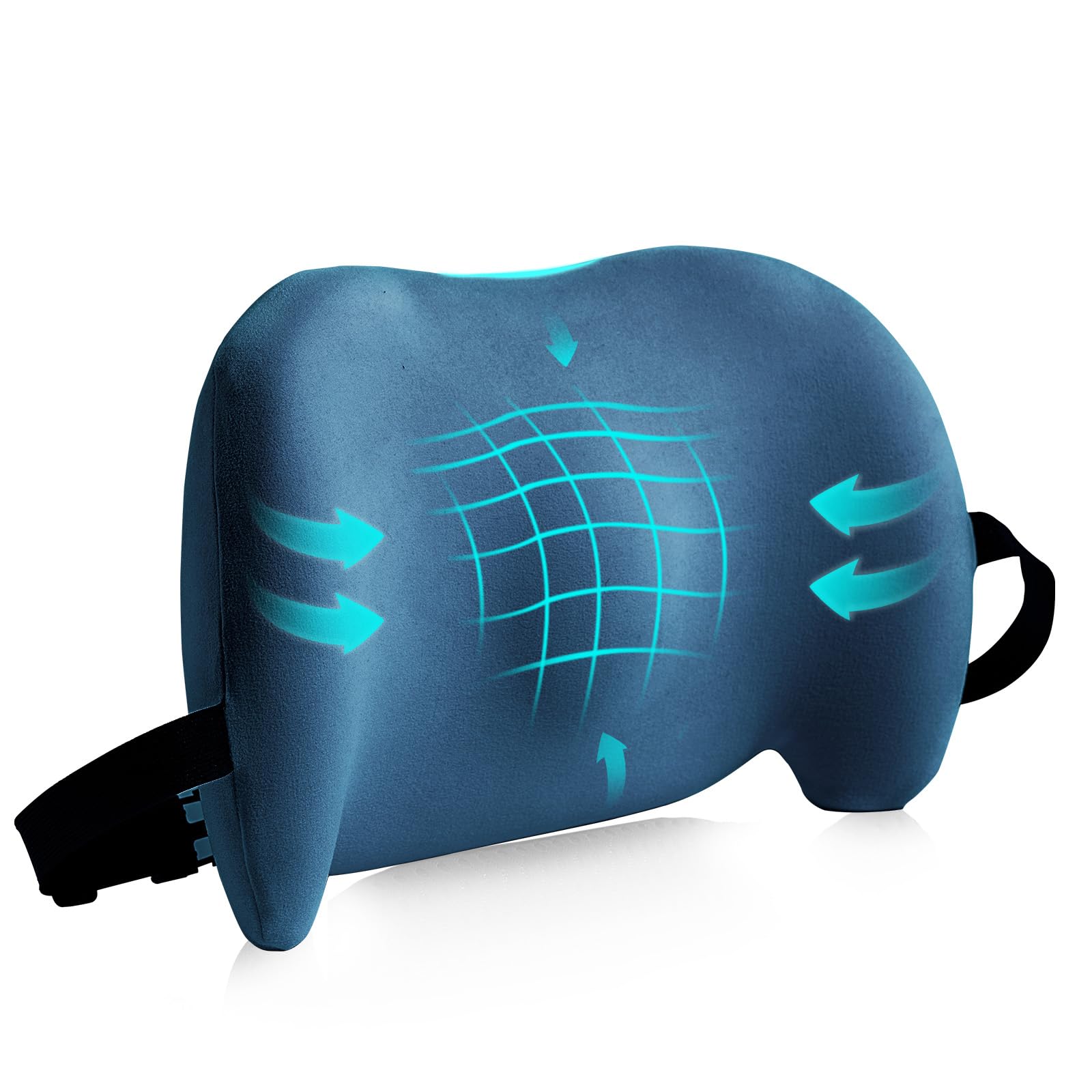 Photo 1 of Lumbar Support Pillow for Office Chair, Car Lumbar Pillow Lower Back Pain Relief, Memory Foam Back Cushion with Adjustable Straps, Ergonomic Chair Back Pillow for Gaming Chair, Car, Bed (BLUE)
